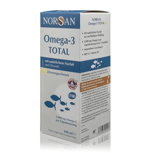 Norsan Fischöl Omega-3 Total mit Zitronengeschmack (200ml) - ROTE.PLACE