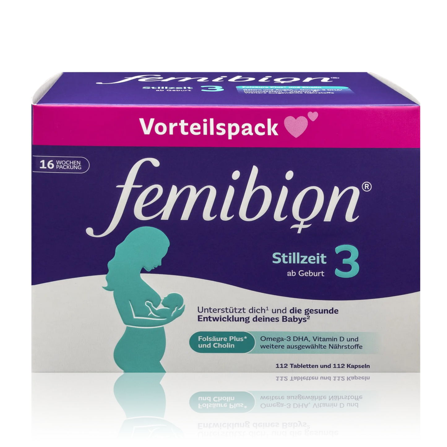 Femibion 3 Stillzeit Vorteilspack - Vitamine und Mineralstoffe (16 Wochen Packung) (112 Tabletten/112 Kapseln)