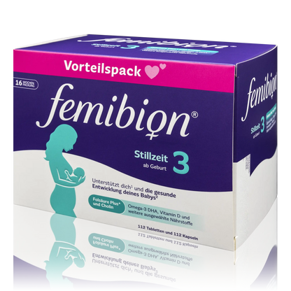 Femibion 3 Stillzeit Vorteilspack - Vitamine und Mineralstoffe (16 Wochen Packung) (112 Tabletten/112 Kapseln)