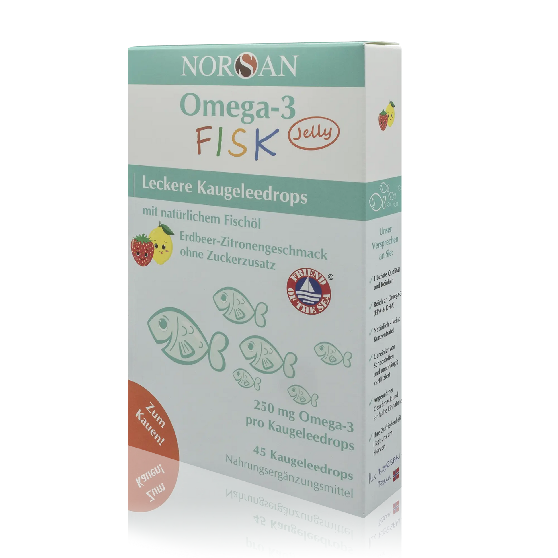 Norsan Fischöl Omega-3 Fisk Jelly Leckere Kaugeleedrops für Kinder (45 St.) - ROTE.PLACE